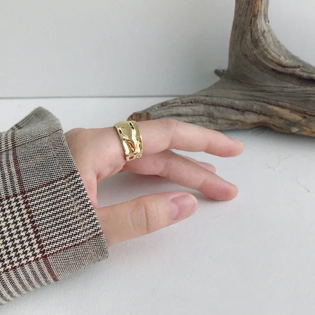 Silver Color Irregular Handmade Ring