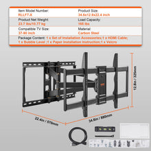 VEVOR Full Motion TV Mount Fit for Most 26-90in TVs Swivel Tilt Horizontal Adjustment