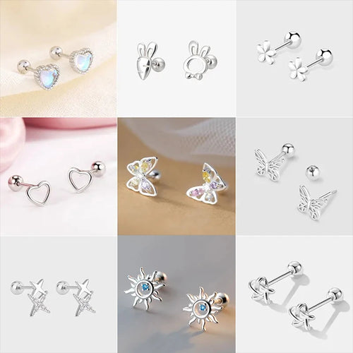 925 Silver Needle Piercing Helix Stud Earrings