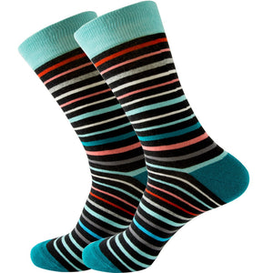 Happy Colorful Striped Argyle Geometric Print Socks