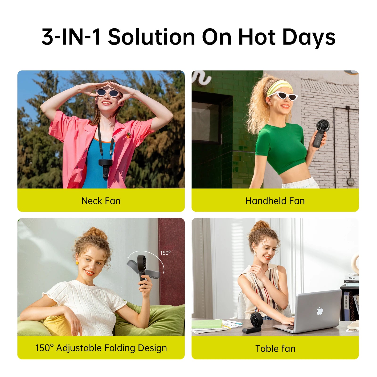 JISULIFE Portable Handheld Fan with LED Display 5 Speed