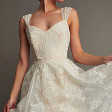 Simple Appliqued Satin A-line Wedding Dress