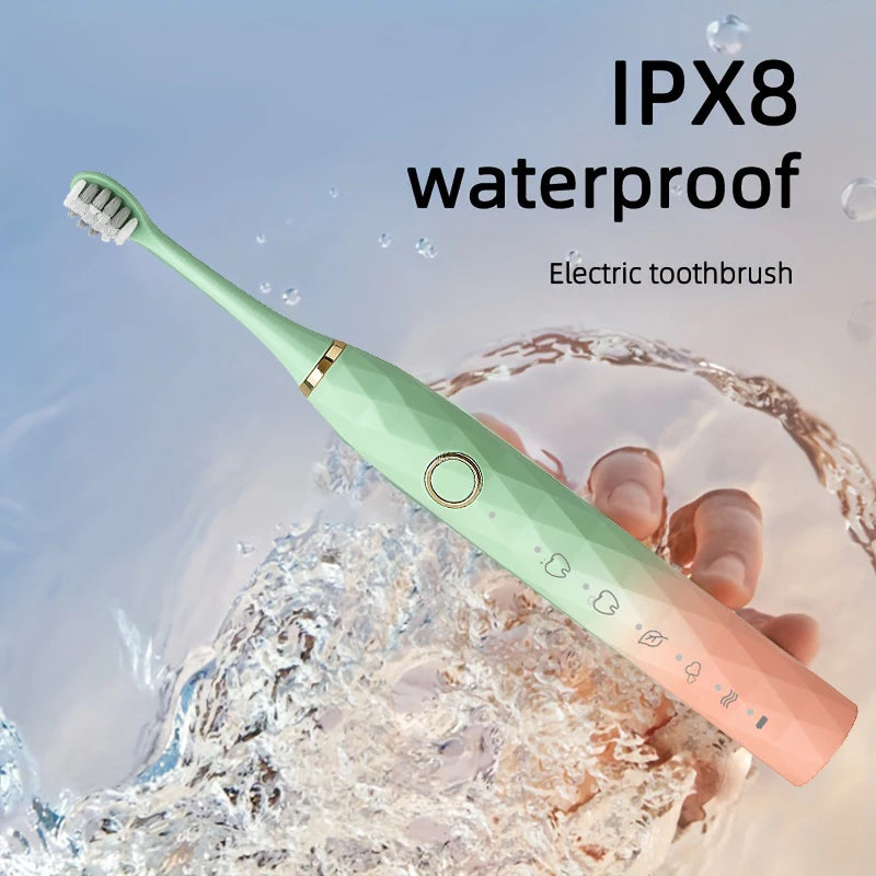 Electric Rotary Cleaning USB Rechargeable Toothbrush with 10 Heads