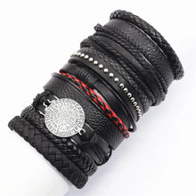 10 Pcs/set Black Wrap Woven Handmade Leather Bracelets