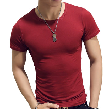 Slim Fit Solid Color Round Neck Tees