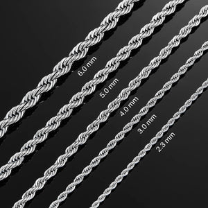 Stainless Steel Silver Twisted Rope Chain