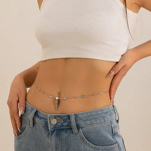 Rhinestone Dangle Belly Button Chain