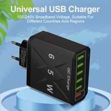 65W 6 Ports USB Fast Charging QC3.0 Travel Charger
