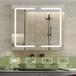 Bathroom Medicine Cabinet with Mirrors and Led Lights