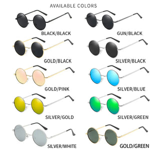 RUOBO Retro Polarized Round Metal Frame Sunglasses