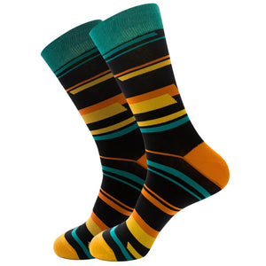 Happy Colorful Striped Argyle Geometric Print Socks