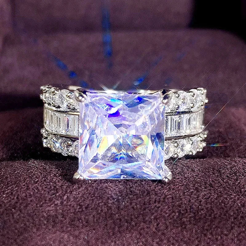 Light Luxury Style Exaggerated Shiny Zircon Ring