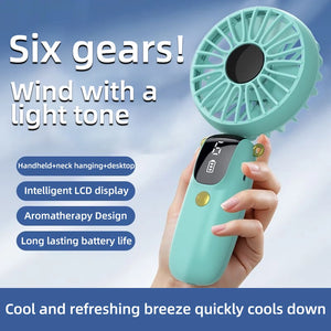Handheld Mini Foldable Portable Neck Hanging Fans 5 Speed