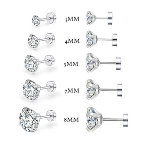 Stainless Steel Round Crystal Zircon Ear Studs