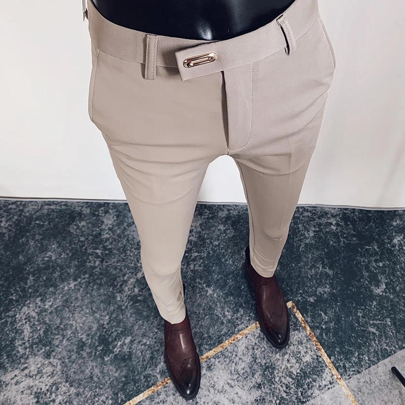 Slim Fit Solid Color Dress Pants