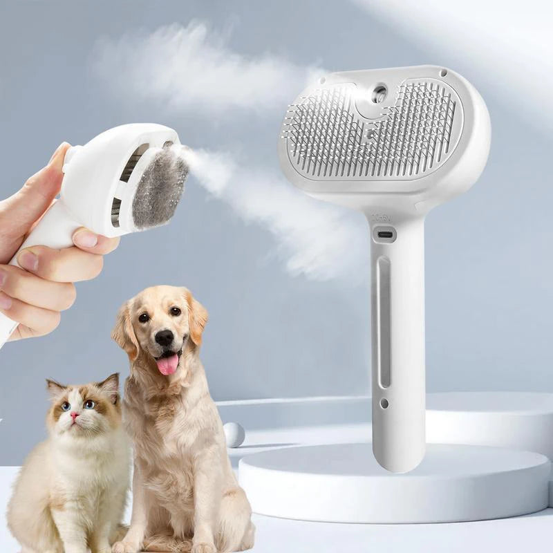 Pet Steam Massage Brush Safe Round Head Soft Teeth Spray Removal Comb