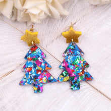 Hanging Drop Christmas Tree Acrylic Earrings earr