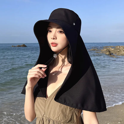 Shawl Neck Protection Integrated Sun Hat