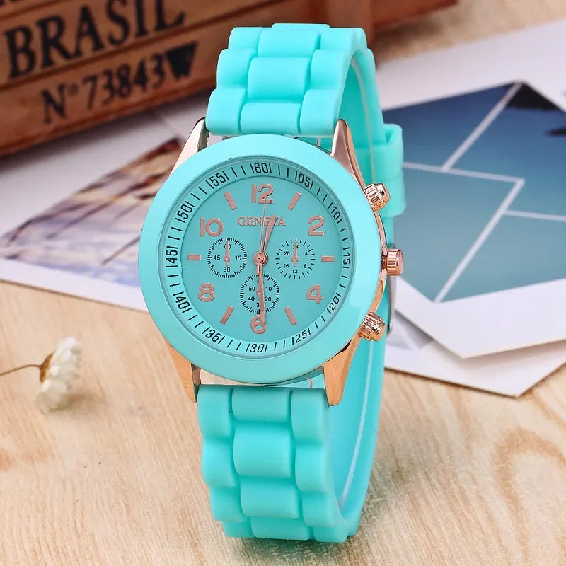 Geneva Ladies Silicone Strap Quartz Wristwatch