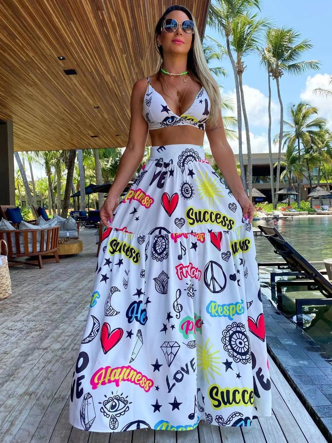 Two Piece Large Skirt and Tube Top Set