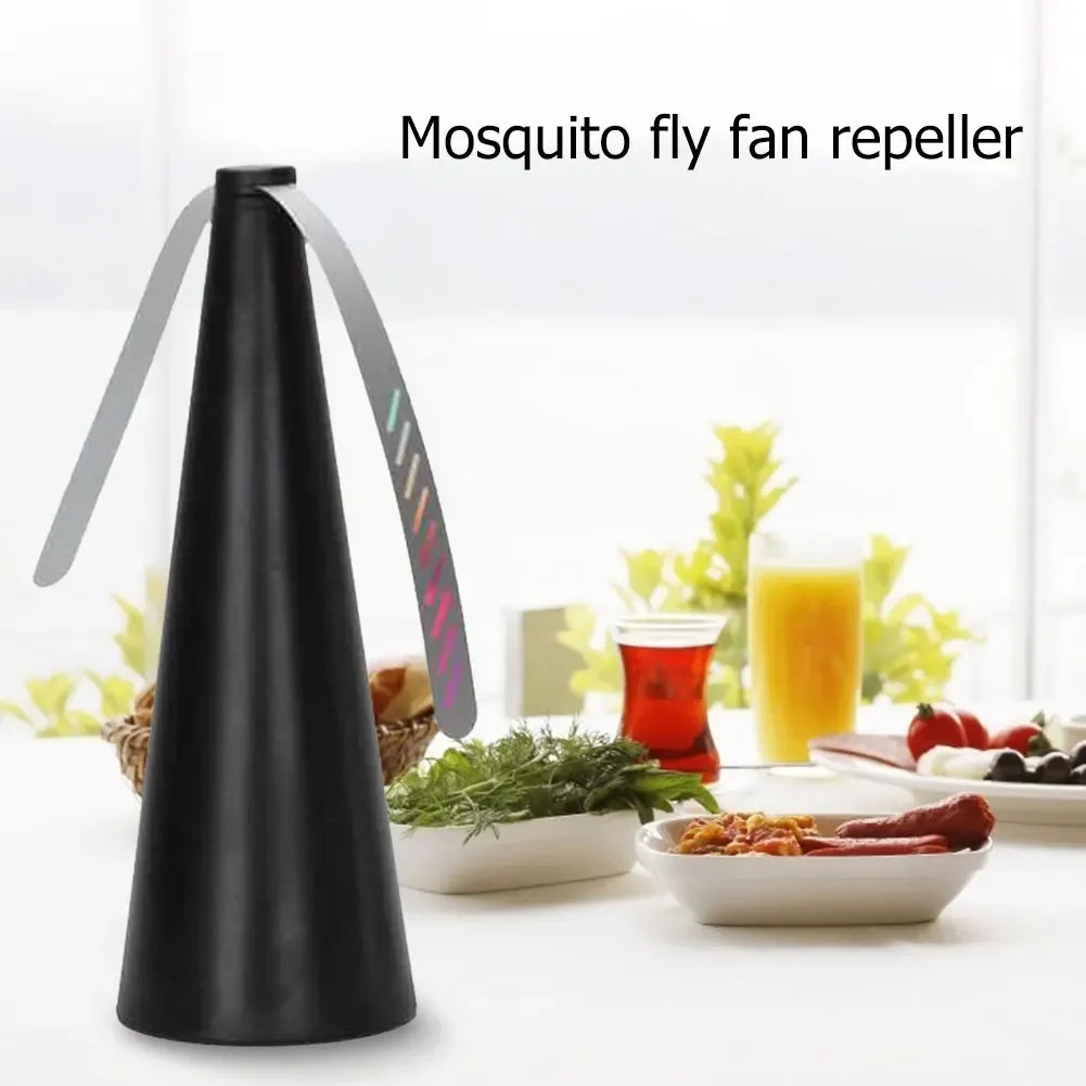 Spinning 2pcs Fly Repellent Table Fan with Holographic Blades f