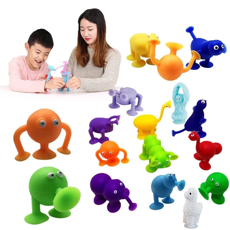 Soft Silicone Building Blocks Suction Toy Animal Shapes