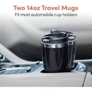EHC116 Dual Drip Double Coffee Maker with Two 14 Oz Stainless Steel Interior Thermal Travel Mug