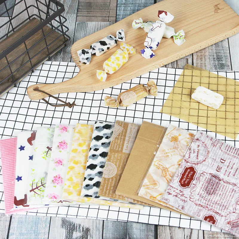 100Pcs Candy Wrappers Wax Paper Sheets
