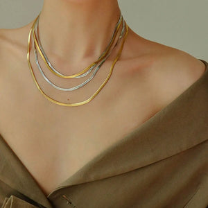 Stainless Steel Gold Color Flat Snake Chain