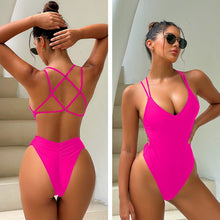 Brazilian Cross Strap Back One Piece Swimsuit