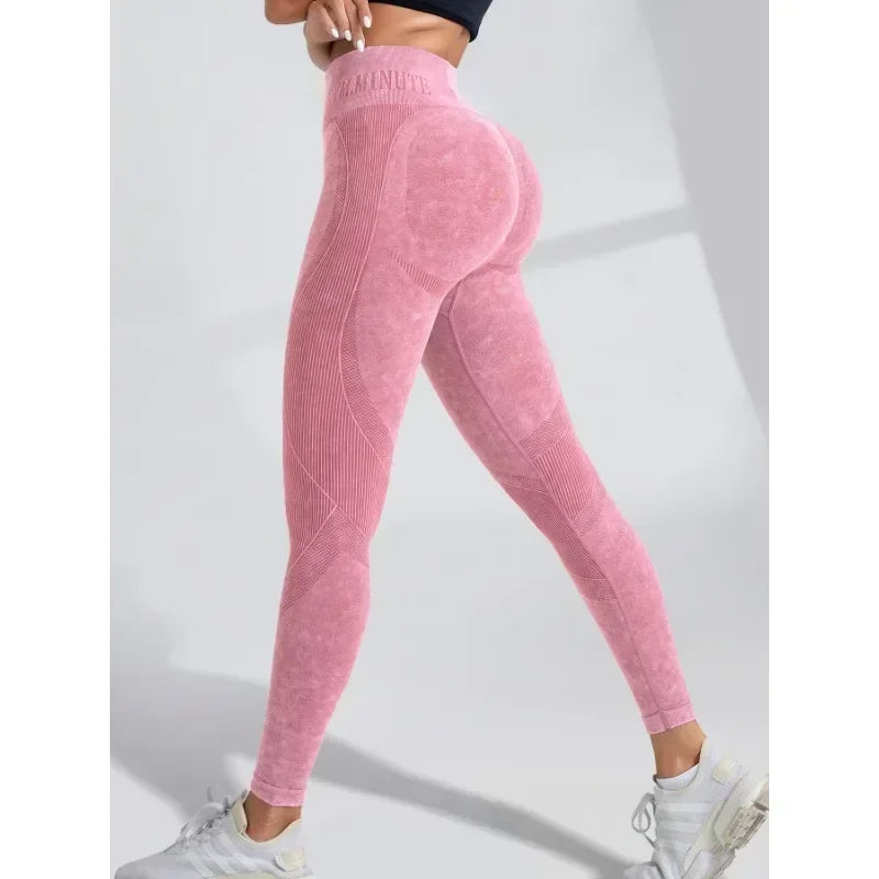 Seamless High Waist Hip Lifting Sand Washed Leggings