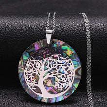 Tree of Life Stainless Steel Abalone Shell Natural Necklace Chain