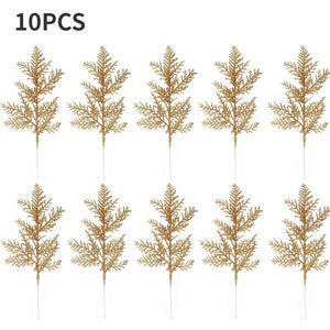 10/5Pcs Artificial Plants Pine Branches Christmas Glitter