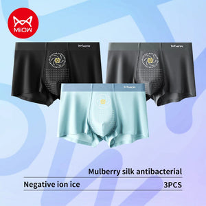 MiiOW 3pcs Breathable Seamless Boxer Shorts