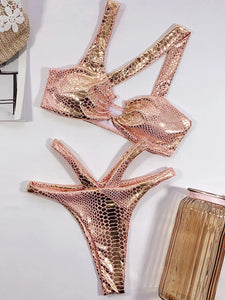 Vigorashely Snake Print Bikini Set