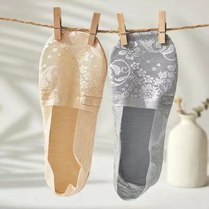 5Pairs Lace Floral Print Short Invisible Slipper Socks