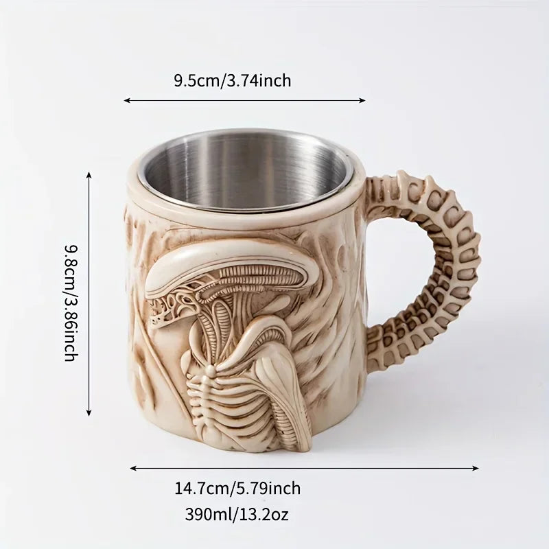Xenomorph 3D Flat Heat Transfer Alien Coffee Cup