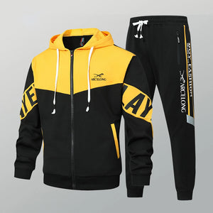 Zippered Hooded Jacket and Pants Set