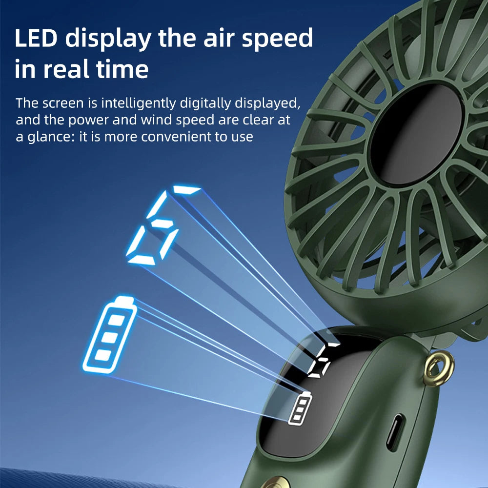 2PCS  Mini Handheld 6 Speed Rechargeable Fan with Phone Stand