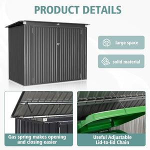 80 Cu. Ft Outdoor Trash Can Storage Shed w/Lockable Doors & Waterproof Lid Chain