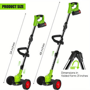 Foldable Brush Cutter Cordless Weed Wacker with 2 Large Capacity Batteries &13 Blades,