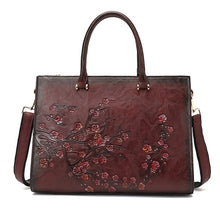 Large Capacity Leather Floral Embossed Shoulder Bag