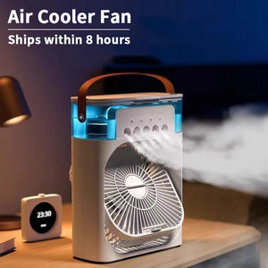 3 In 1 Small Air Cooler LED Night Light Portable Humidifier