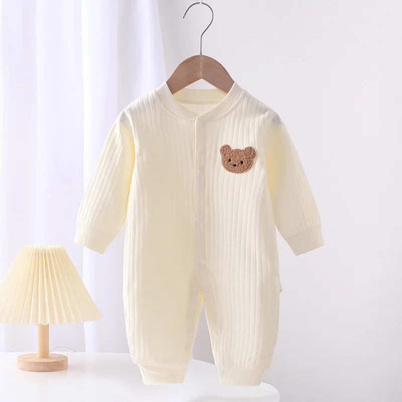 Solid Color Bear Print Onsie