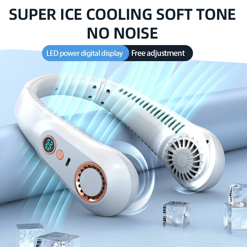 3000mA Portable Mini Hanging Bladeless Digital Display Rechargeable Electric Fan