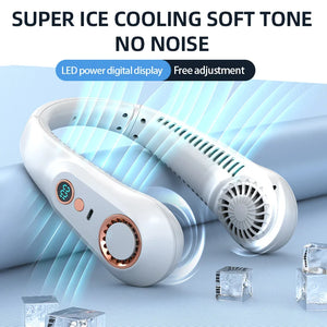 3000mA Portable Mini Hanging Bladeless Digital Display Rechargeable Electric Fan