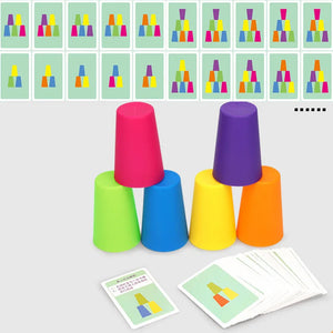 Montessori Stack Cup Battle Table Game with Cognition Logic Training