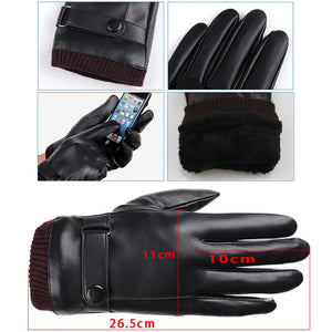 Faux Leather Black Gloves