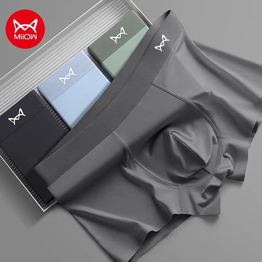 MiiOW 3Pcs Ice Silk Antibacterial Boxers