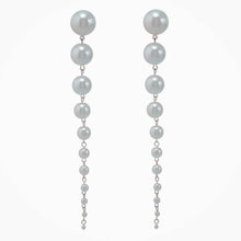 Elegant Gradient Handmade Simulated Pearl Tasseled Long Dangle Earrings